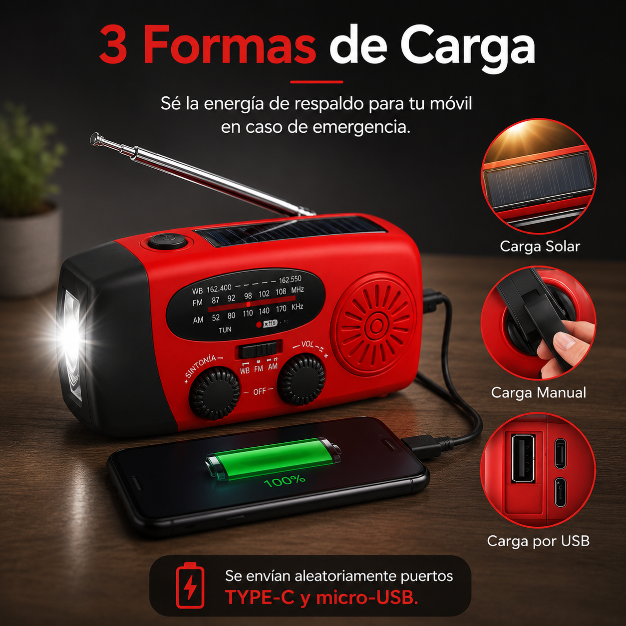 Radio de Emergencia Solar Portátil™